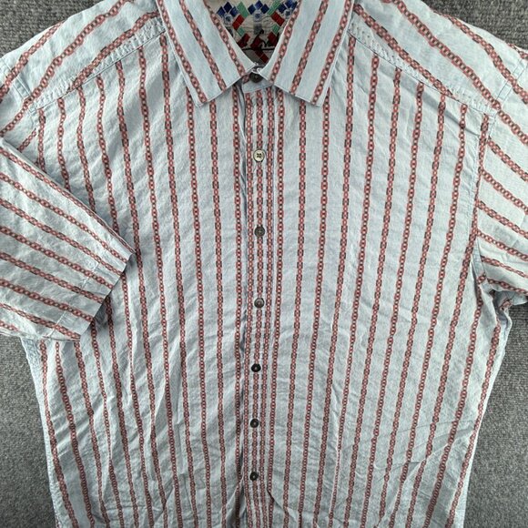 Robert Graham Button Up Shirt Cotton Striped Colorful 2XL Red Blue Woven Spread - Picture 2 of 16
